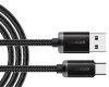 USB Data Cable, Type-A to Type C, 60W 1m, Black, Braided